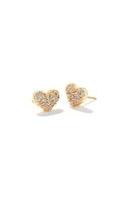 Ari Pave Crystal Heart Earrings Gold/Crystal
