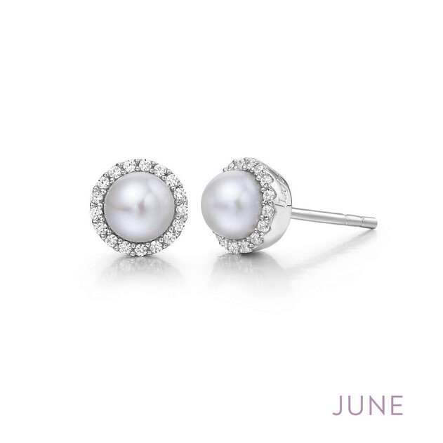 5MM FW Pearl with .34 CTTW Lassaire Halo Earrings