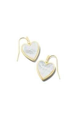 Heart Drop Earrings Gold/Ivory MOP