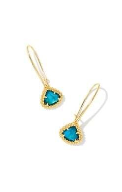 Framed Kendall Wire Drop Earrings Gold/Teal Abalone
