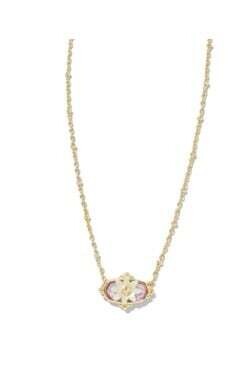 Elisa Flower Petal Framed Necklace Gold/Pastel Mix