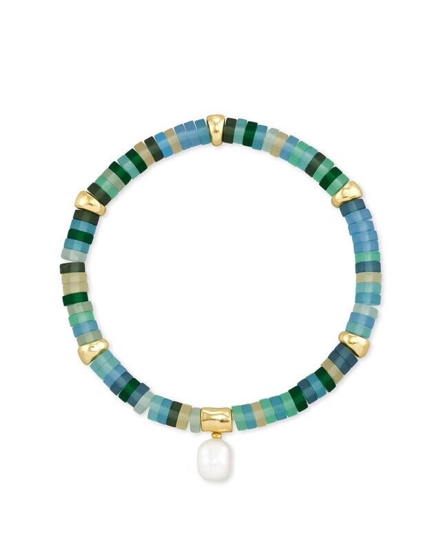Lila Stretch Bracelet - Matte Sea Green Mix/Gold