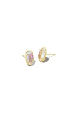Grayson Stud Earring Gold/Dichroic Glass