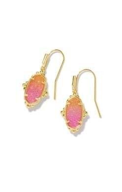 Lee Petal Framed Drop Earrings Gold/Sunrise Ombre Drusy