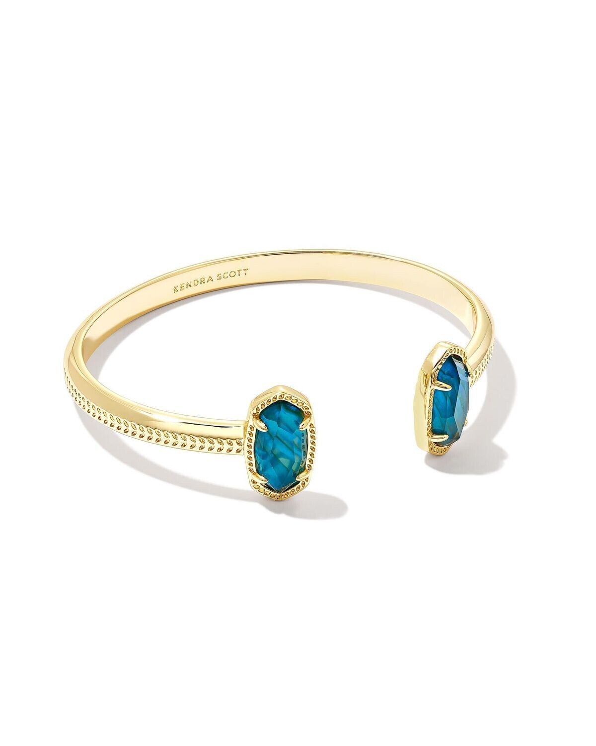 ELTON CUFF BRACELET, Color: GOLD TEAL ABALONE, Size: ONE SIZE