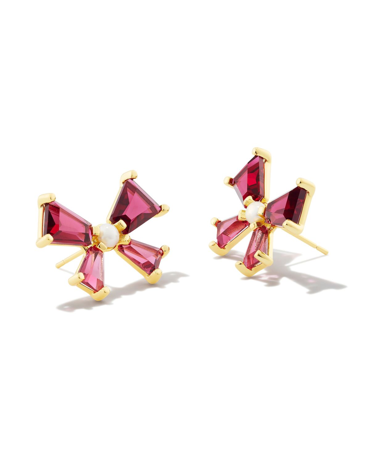 BLAIR BOW STUD EARRINGS, Color: GOLD RED MIX, Size: ONE SIZE
