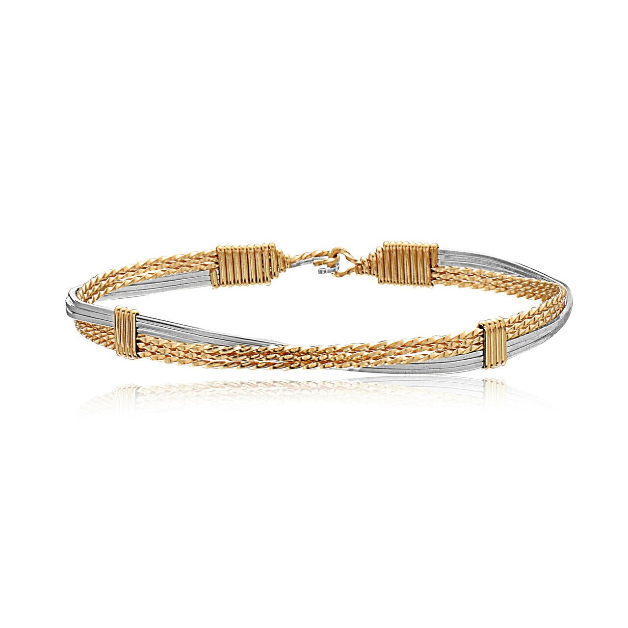 B064 - Three Times The Love Bracelet, Color: 14KAW/SIL, Size: 7