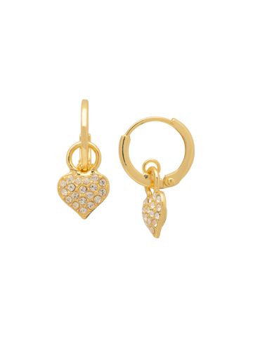 EFN2BGCRY - Crystal Mini Pave Heart Huggie Hoop Earrings