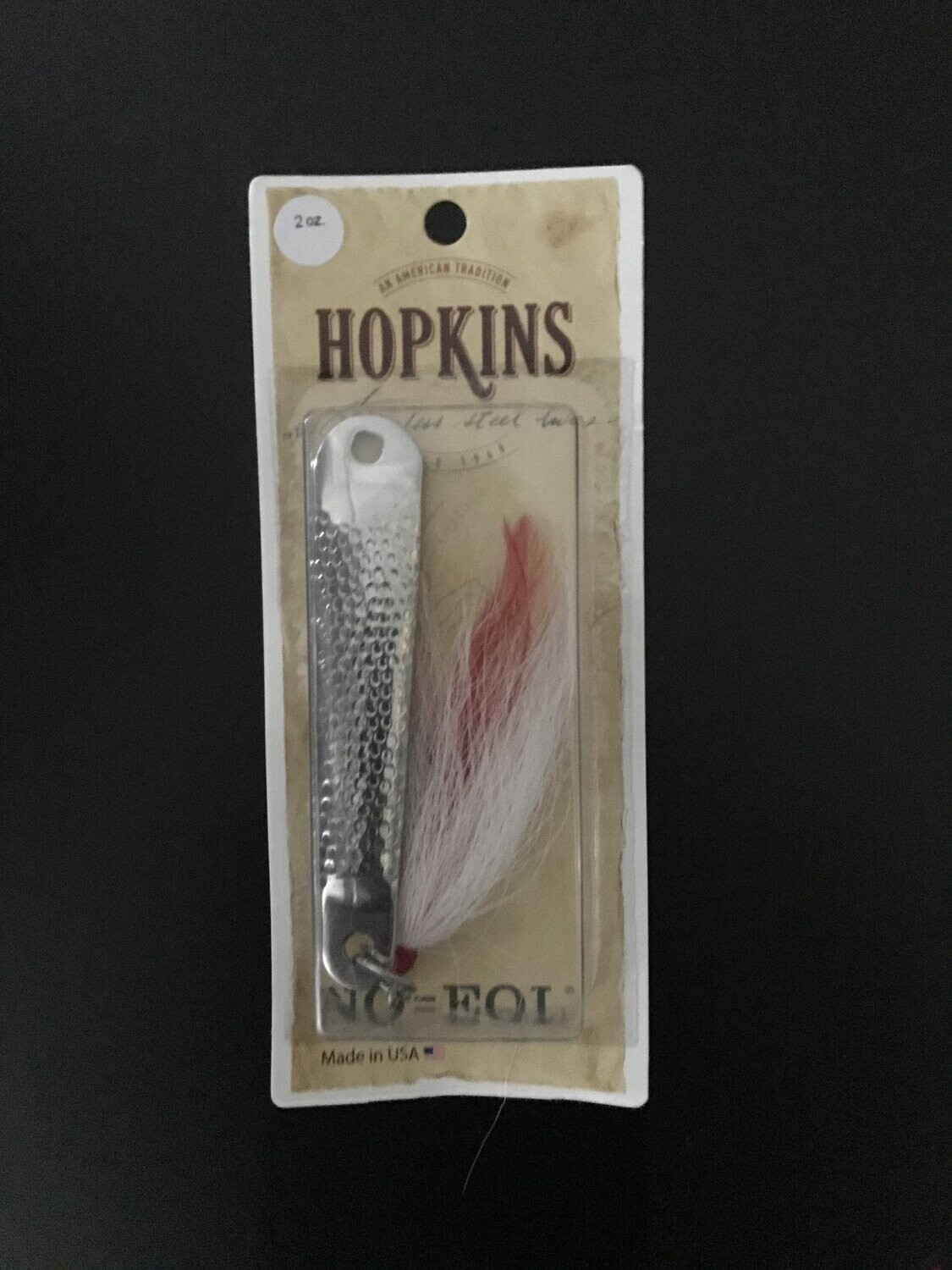 Hopkins Hammered Spoon - Single Hook, Color: Red/White Bucktail, Size: 3/4 oz