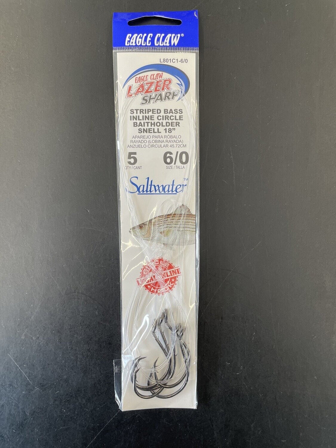 Eagle Claw Inline Circle Hook 18&quot; Mono, Size: 6/0
