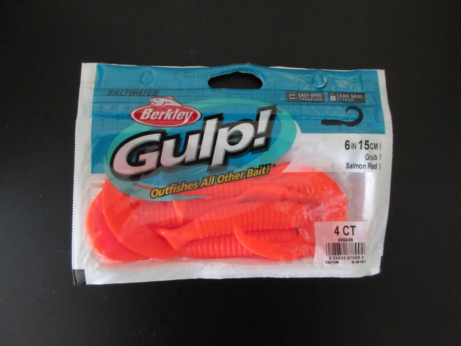 Berkley Gulp Grub, Color: Salmon Red, Size: 6&quot;