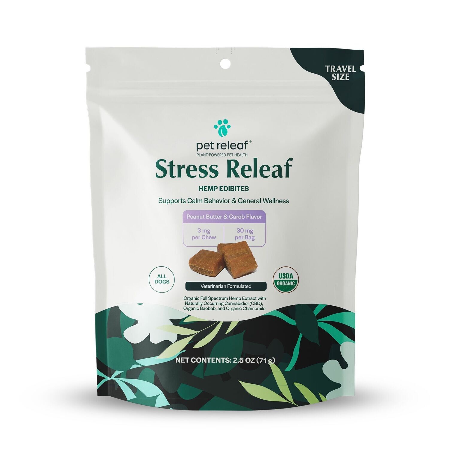 Pet Releaf Edibites Peanut Butter &amp; Carob Trial Size 2.5 oz