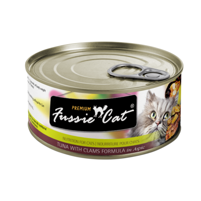 Fussie Cat Can Premium Tuna &amp; Clams in Aspic 2.82 oz