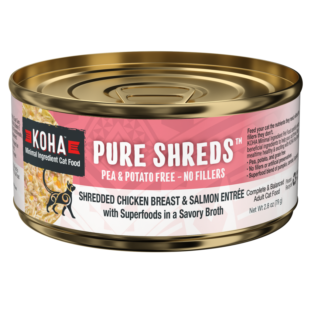 Koha Cat Can Pure Shreds Shredded Chicken Breast &amp; Salmon Entree 5.5 oz