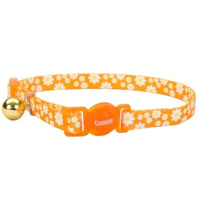Coastal Safety Cat Collar Breakaway Orange Daisy 8&quot;-12&quot;