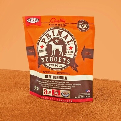 Primal Raw Nuggets for Dogs Beef Formula 3 lbs Frozen