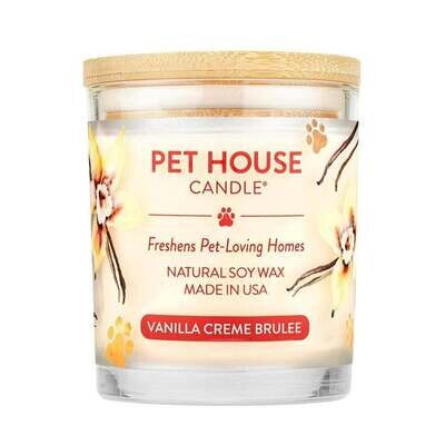 Pet House All Natural Pet Friendly Plant Based Soy Wax Candle Vanilla Creme Brulee Scented 9 oz