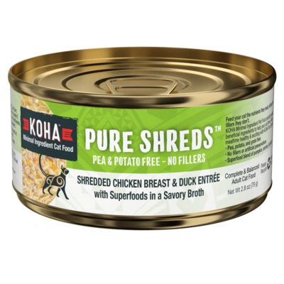 Koha Cat Can Pure Shreds Shredded Chicken Breast &amp; Duck Entree 5.5 oz