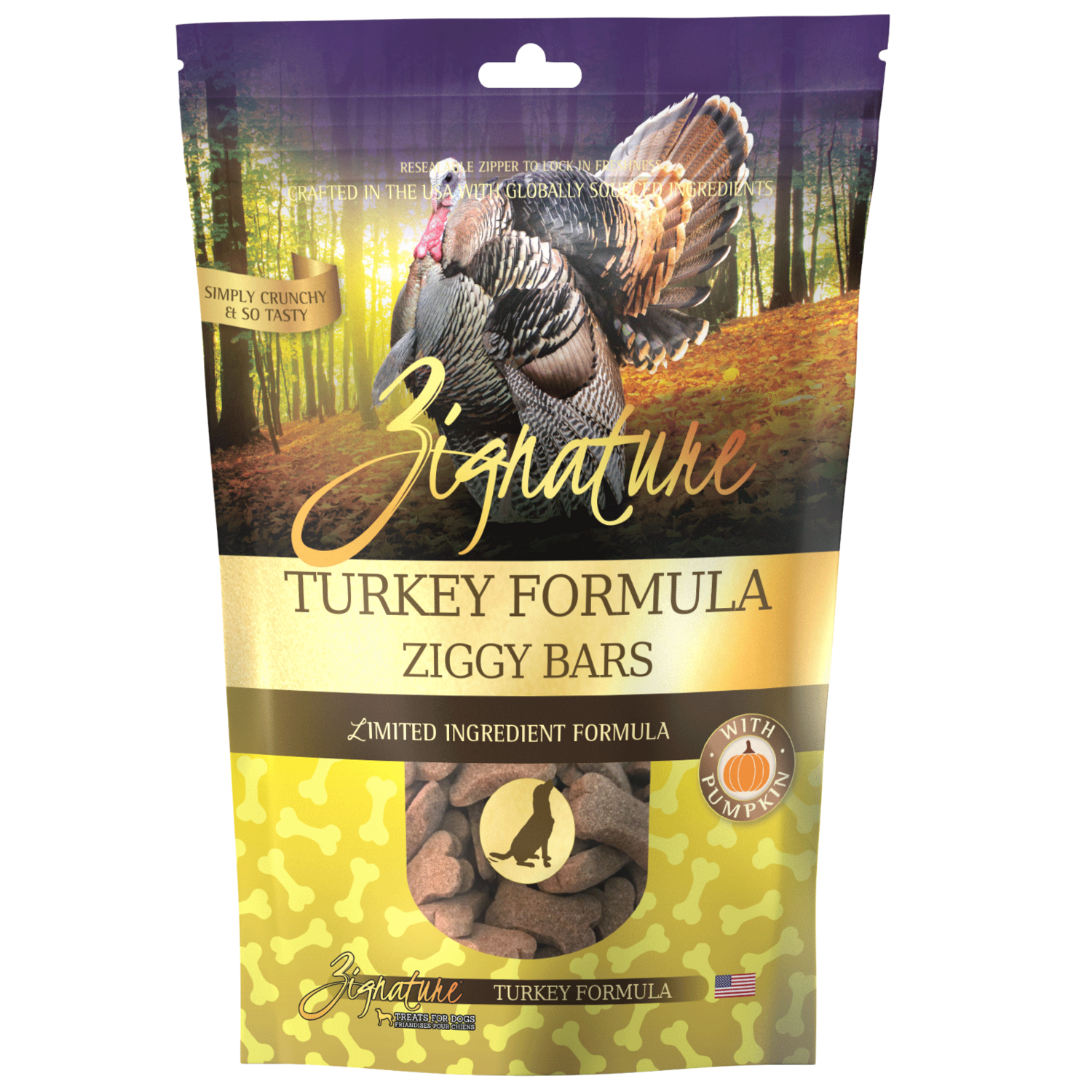 Zignature Turkey Formula Ziggy Bars Limited Ingredient Dog Treats 12 oz