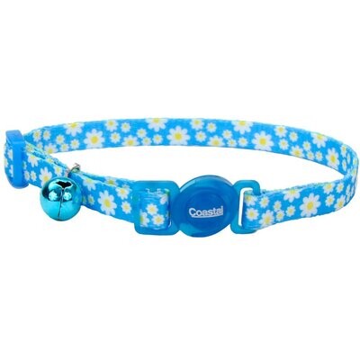 Coastal Safety Cat Collar Breakaway Blue Daisy 8&quot;-12&quot;