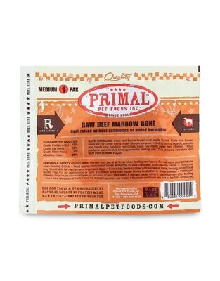 Primal Raw Beef Marrow Bone Medium 1 Pack Frozen