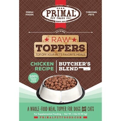 Primal Butcher&#39;s Blend Raw Toppers Chicken Recipe 2 Lb Frozen