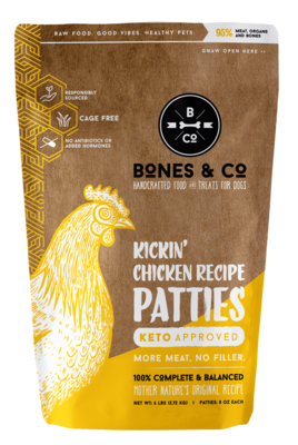 Bones &amp; Co Frozen Chicken Patties 6 Lb