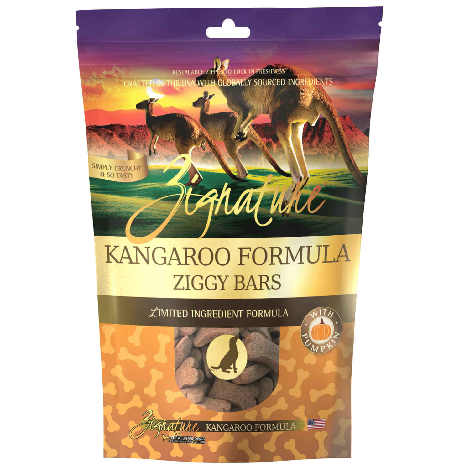 Zignature Kangaroo Formula Ziggy Bars Limited Ingredient Dog Treats 12 oz