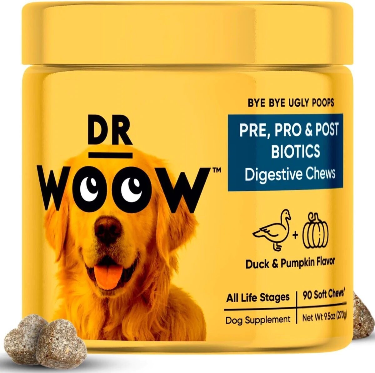 Dr. Woow Pre, Pro &amp; Post Biotics Digestive Chews 90 Count