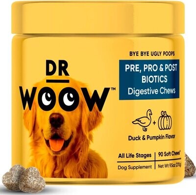 Dr. Woow Pre, Pro &amp; Post Biotics Digestive Chews 90 Count
