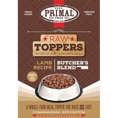 Primal Butcher&#39;s Blend Raw Toppers Lamb 2 Lb Frozen