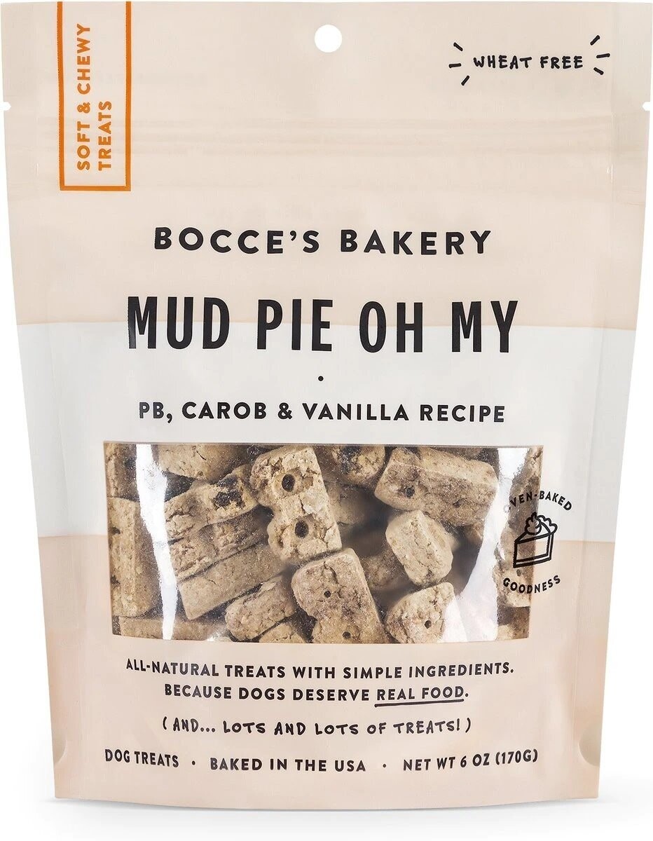 Bocce's Bakery Soft &amp; Chewy Mud Pie Oh My PB Carob &amp; Vanilla Recipe 6 oz
