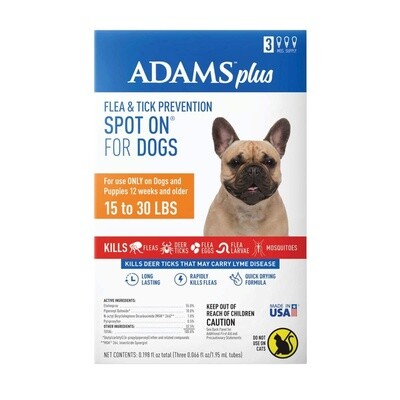 Adams Plus Flea &amp; Tick Spot On Medium Dogs 3 pk