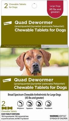 Quad Dewormer Chewable Tablets for Large Dogs 2 Tabs