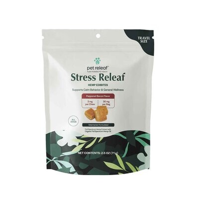 Pet Releaf Stress Releaf Hemp Edibites Peppered Bacon Trial Size 2.5 oz