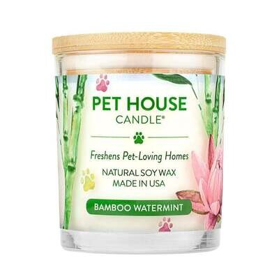 Pet House All Natural Pet Friendly Plant Based Soy Wax Candle Bamboo Watermint Scented 9 oz