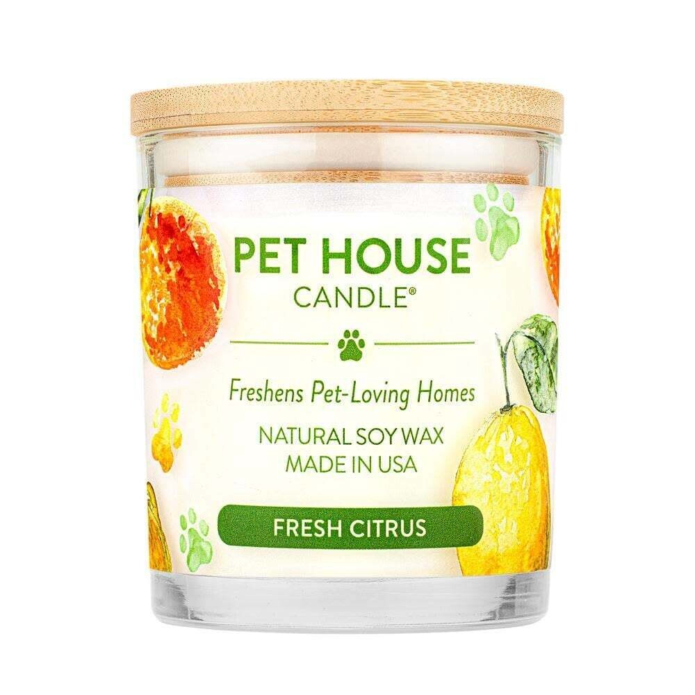 Pet House All Natural Pet Friendly Plant Based Soy Wax Candle Fresh Citrus Scented 9 oz