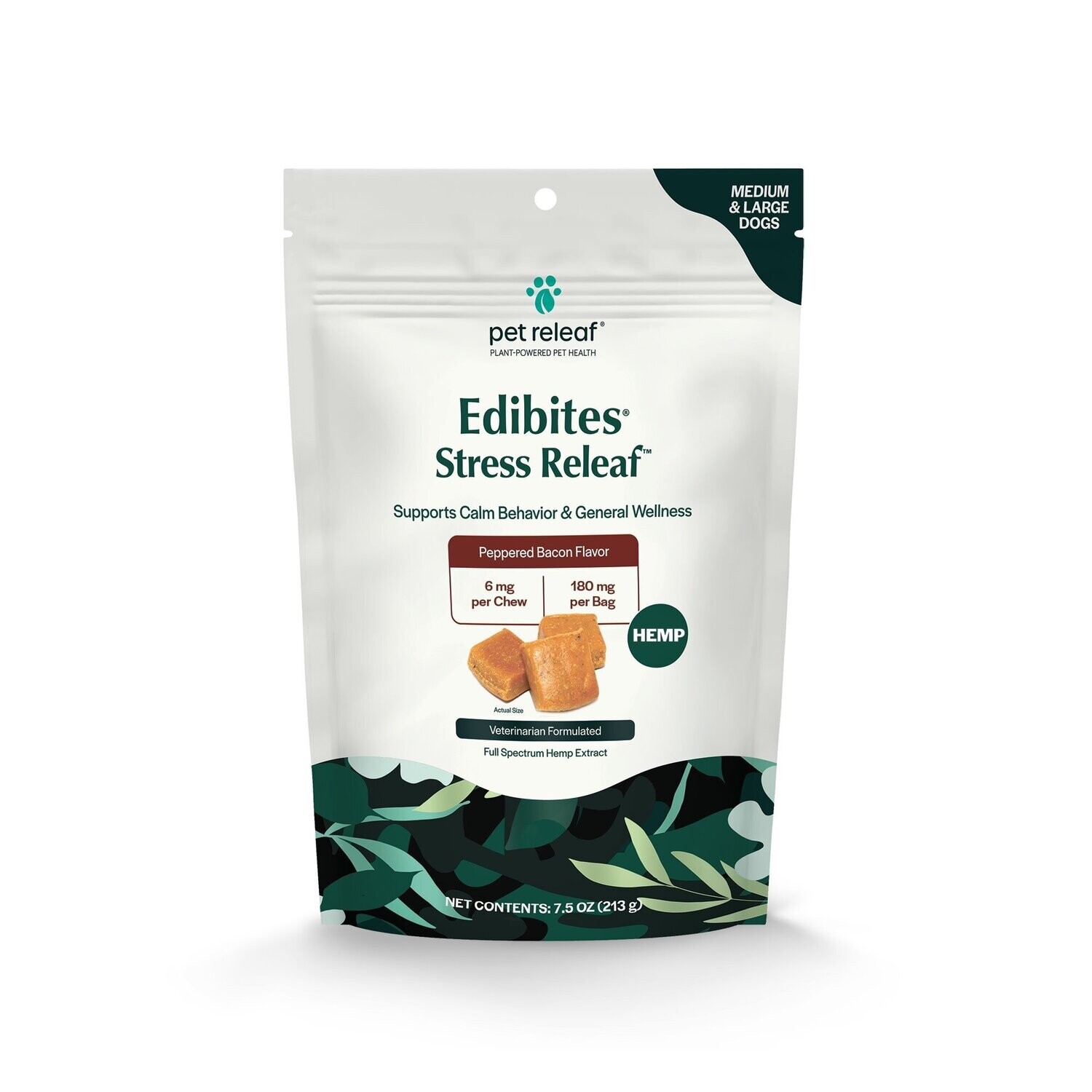 Pet Releaf Edibites Stress Releaf Peppered Bacon Large 7.5 oz
