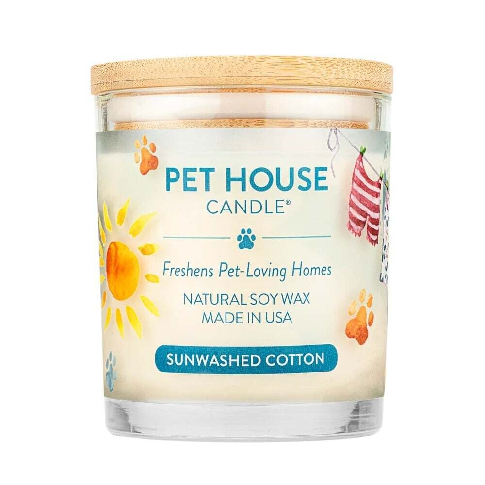 Pet House All Natural Pet Friendly Plant Based Soy Wax Candle Sunwashed Cotton Scented 9 oz