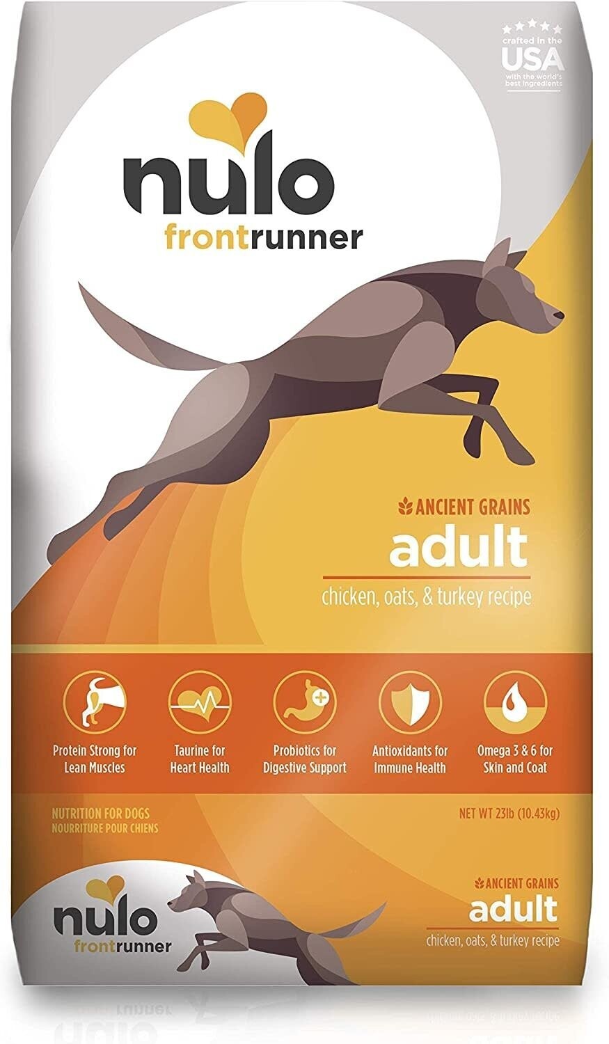 Nulo Frontrunner High-Protein Kibble Chicken Oats &amp; Turkey Adult Dog Food 23lbs