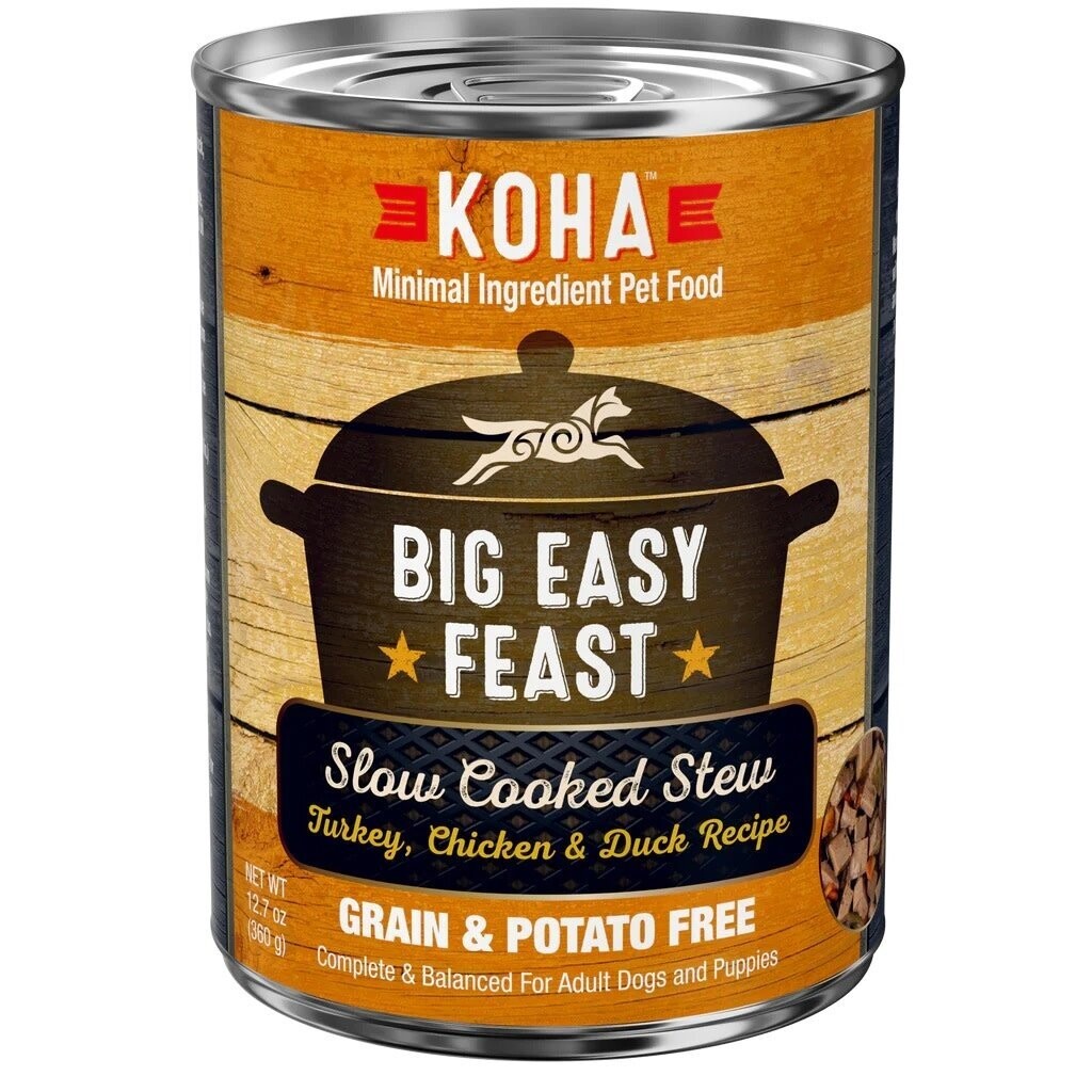 Koha Dog Can Slow Cooked GF Big Easy Feast Turkey Chicken &amp; Duck 12.7 oz
