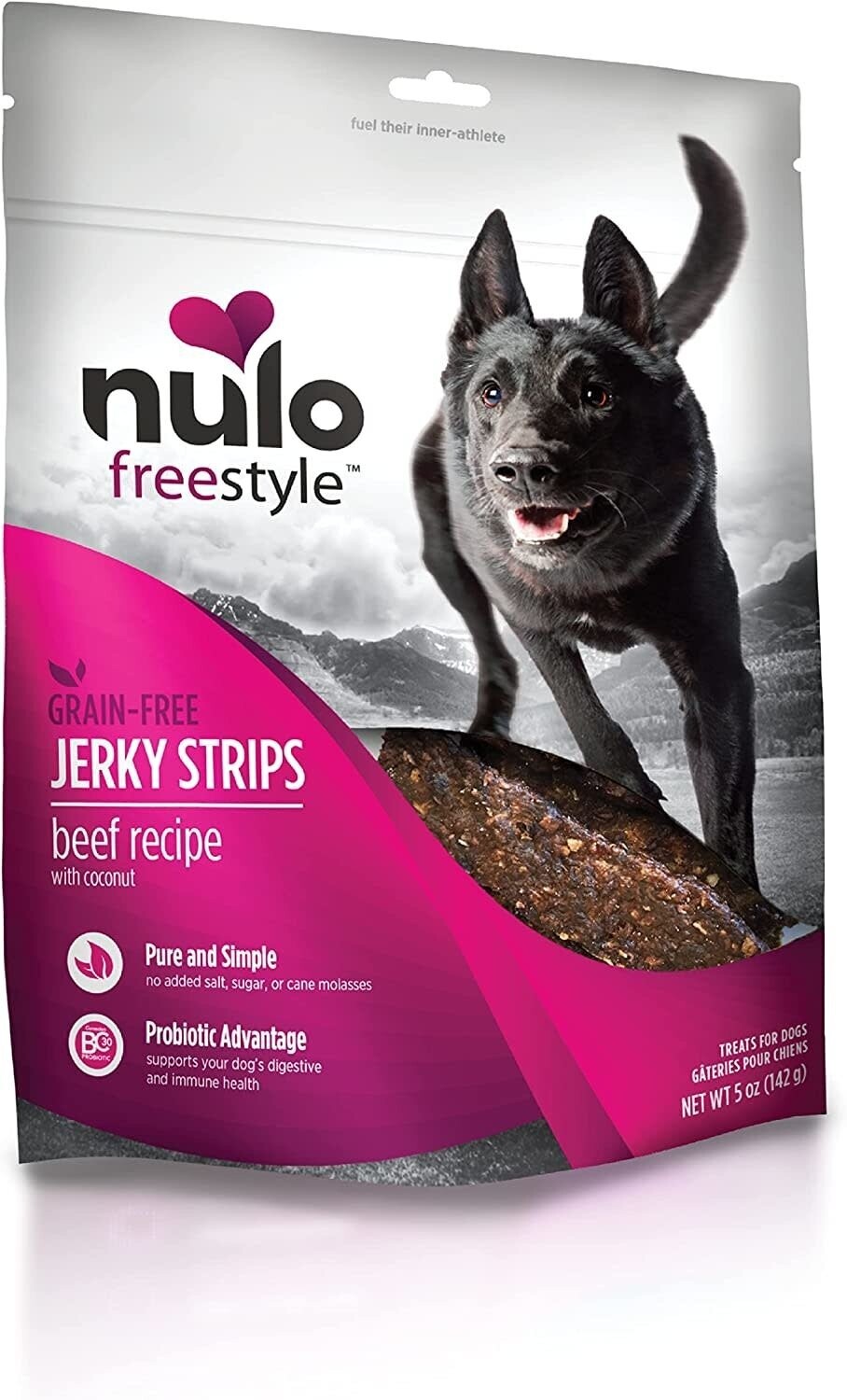 Nulo FreeStyle Jerky Strips Beef Recipe with Coconut Dog Treats 5 oz