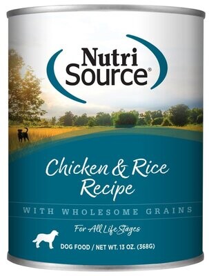 Nutrisource Chicken &amp; Rice Recipe Can Dog Food 13 oz Case of 12