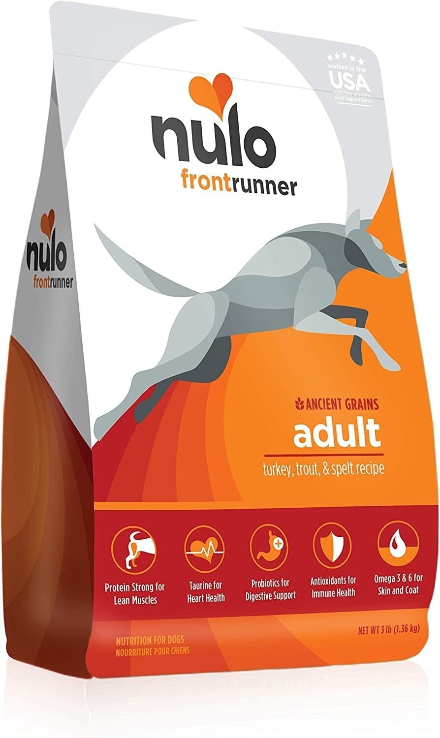Nulo Frontrunner High-Protein Kibble Turkey, Trout &amp; Spelt Adult Dog Food 3lbs