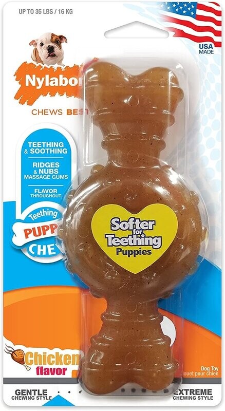 Nylabone Wolf Puppy Chew Ring Bone Chicken Medium