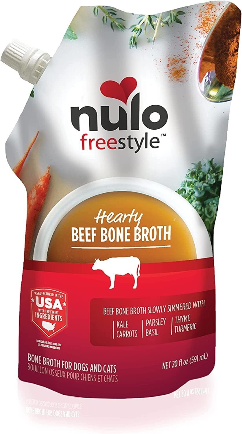Nulo Bone Broth Freestyle Hearty Beef Bone Broth for Dogs &amp; Cats 20 oz