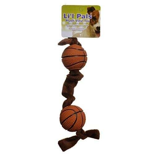 Coastal Li&#39;l Pals Plush and Vinyl Dog Toy 8&quot; Basketball Tug