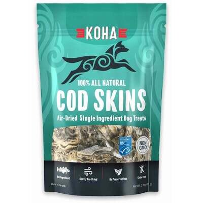 Koha Air Dried Cod Skins Dog Treats 2.5 oz