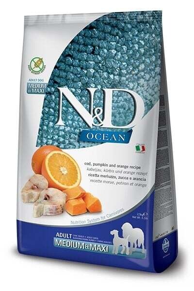 Farmina Dog N&amp;D Ocean Cod Pumpkin &amp; Orange Adult Med Maxi 26.4 lbs