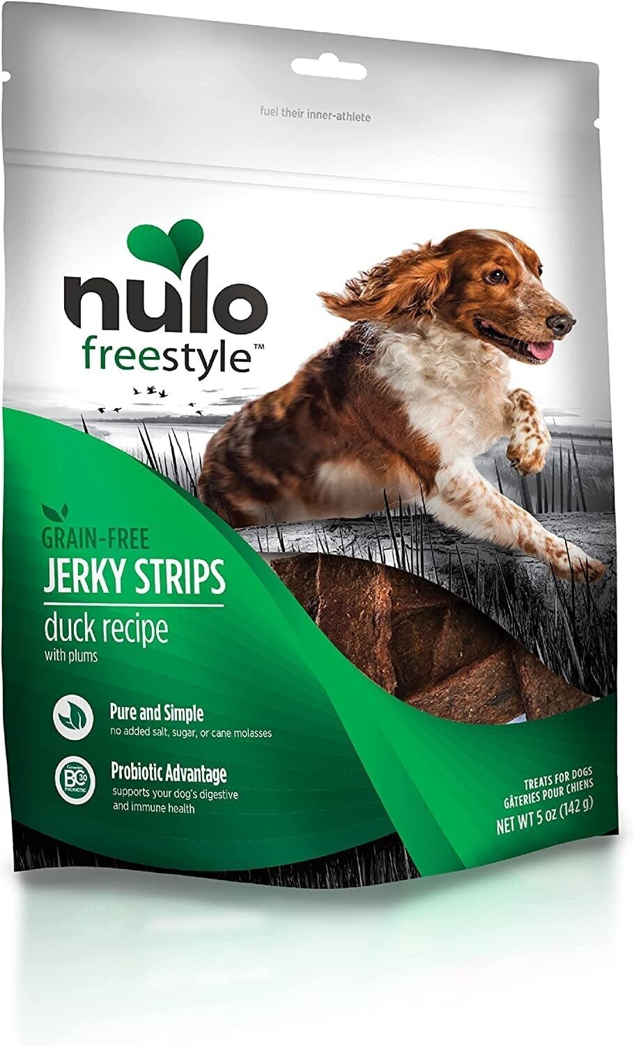 Nulo FreeStyle Jerky Strips Duck Recipe with Plums Dog Treats 5 oz